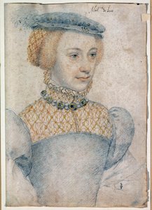 Portrét Anny de Pisseleu, manželky Louise de Coesmes, lorda z Lucé (1520 -? ). Kresba černým kamenem a krví od Francoise Cloueta (1515-1572) od François Clouet