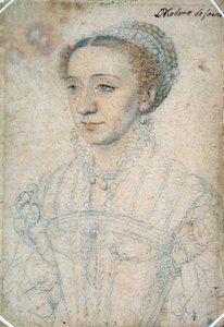 Portrét Marguerite de France, dcery Františka I., vévodkyně Savojské (1523 - 1574). Kresba černým kamenem a krví od Francoise Cloueta (1515-1572) od François Clouet