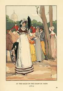 Módní žena na koňských dostizích na Champ de Mars od François Courboin