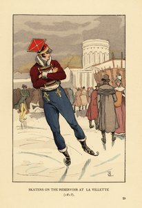 Lancer a pánové bruslí na Bassin de la Villette v Paříži od François Courboin