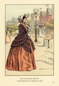 Žena před čínskými lázněmi na Boulevard des Capucines od François Courboin