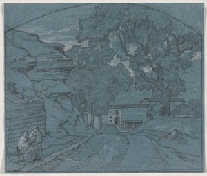 Krajina se dvěma mnichy, c. 1840.