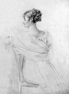 Portrét paní Récamierové, černá křída, akvarel, François Gérard. od François Gérard