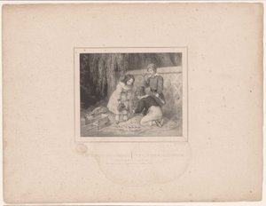 Tři děti zahradničí Les petits jardiniers / Malí zahradníci (název na objektu) Dvanáct zobrazení různých postav (název série) Album de douze sujets (...) (název série)