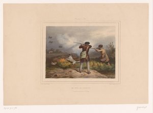 Dva myslivci střílející koroptve Le jour de guignon (název na objektu) Lovci se zbraněmi (název série) Chasses au Tir (název série na objektu)