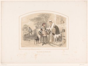 Žena jde na trh s košíky drůbeže Le jour de marché (název na objektu) od François Grenier
