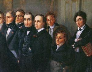 Přednáška ve foyer Comedie Francaise, 26. května 1828 (detail) od François Joseph Heim