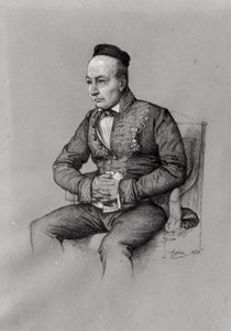 Portrét Charlese Augustina Sainte-Beuve (1804-69) 1856 (křída na papíře) od François Joseph Heim