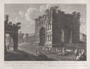 Pohled na Janův oblouk, s pastýři a kozami v popředí, 1795-1800., 1795-1800.