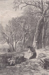 Zimní scéna: vytahovač pařezů, z Magasin Pittoresque, ca. 1852. od François Rouget
