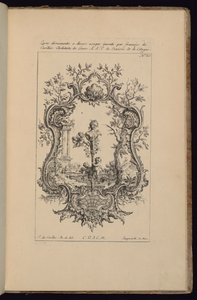 Kartuše s ženským poprsím, Livre d’ornements (kniha ozdob) od François de Cuvilliés the Elder