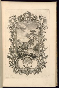 Design pro kartuše s velkými a malými přihrádkami od François de Cuvilliés the Elder