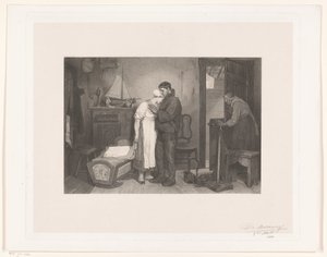 Visser interiér s truchlící pár u prázdné postýlky od François de Meersman (signed by artist)