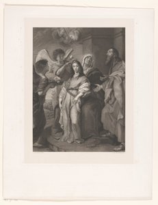 Marie jako mladá žena, ozdobená anděly v přítomnosti Joachima a Anny od François de Meersman