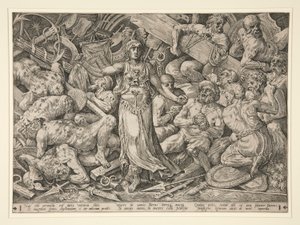 Victoria obklopená vězni a trofejemi od Frans Floris the Elder