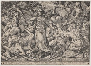 Vítězství obklopeno vězni a trofejemi od Frans Floris the Elder