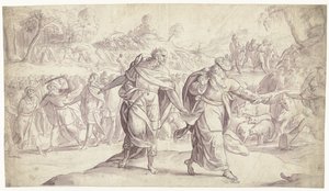Jozue nechá popravit pět králů Ammonitů Historie Joshuy (název série) od Frans Francken (I)