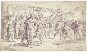 Lidé Izraele překročí řeku Historie Joshuy, ? (4?) (název série) od Frans Francken (I)