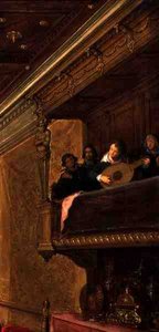Detail hudebníků ze Salome, kteří předkládají hlavu svatého Jana Křtitele králi Herodovi od Frans Francken
