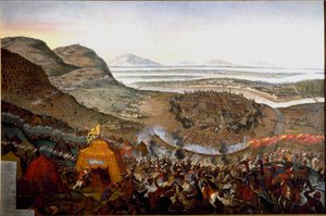 Pohled na bitvu u Vídně 12.9.1683 na kopci Kahlenberg od Frans Geffels