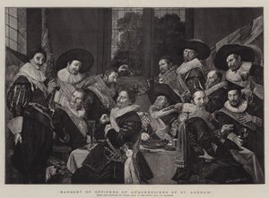 Banket důstojníků arkebuzírů svatého Ondřeje od Frans Hals
