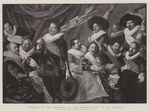 Banket důstojníků arkebuzírů svatého Jiří od Frans Hals