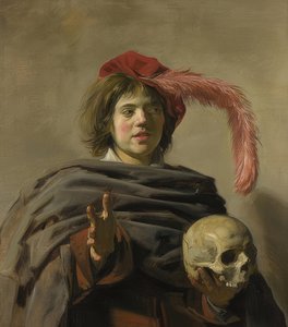 Portrét mladého muže s lebkou (Vanitas). 1626-28 od Frans Hals
