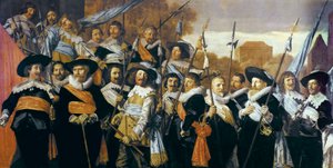Skupinový portrét důstojníků a náhradníků Občanské gardy v Haarlemu od Frans Hals