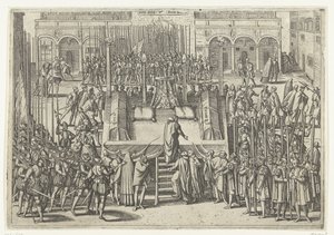 Lešení po stětí Egmonda a Horna, 1568 od Frans Hogenberg (attributed to)