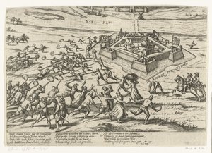 Obsazení pevnůstky v Zutphen, 1591 Série 10: Nizozemské a zahraniční akce, 1587-1612 (název série) od Frans Hogenberg (workshop of)