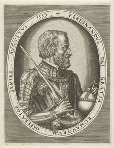 Portrét Ferdinanda I. Habsburského, německého císaře Portréty králů, královen, princů a princezen (název série) od Frans Huys