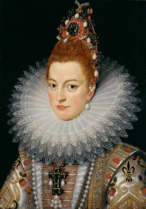 Arcivévodkyně Isabella, kolem 1601-20 (olej na panelu) od Frans II (after) Pourbus