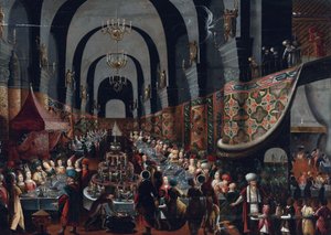 ""Le festin de Balthazar" (Svátek Belshazzar) Obraz Franze Francken II řekl mladší (1581-1642) Soukromá sbírka