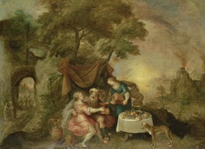 Lot a jeho dcery od Frans II Francken