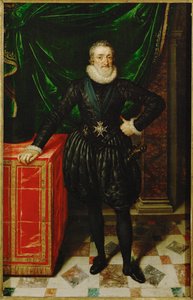 Francouzský král Jindřich IV. v černém dvorním oděvu ... od Frans II Pourbus