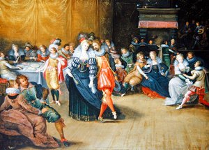 Banketní scéna (olej a zlato na panelu) od Frans II the Younger (attr. to) Francken