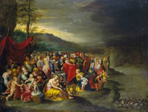 Průchod Rudým mořem - olej na mědi z dílny Franckenů, Antverpy od Frans II the Younger (workshop of) Francken