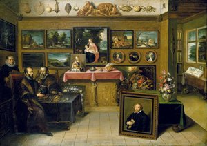 Sběratelská skříň s Abrahamem Orteliusem a Justem Lipsiem, 1618