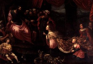 Král Šalamoun a královna ze Sáby od Frans II the Younger Francken