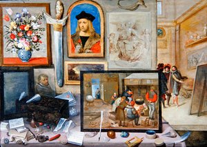 Interiér ateliéru umělce (olej na panelu) od Frans II the Younger and workshop Francken