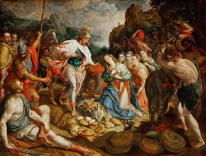 David et Abigail - David a Abigail, Pourbus, Frans, starší (1546-1581). Olej na dřevě, ca. 1575. Rozměr : 158x208 cm. Uměleckohistorické muzeum, Vienne