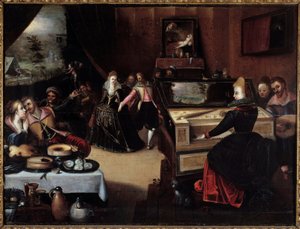 Marnotratné dítě v malbě kurtizán od Franse (Francois (Franz) Pourbus l