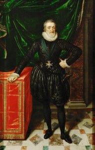 Francouzsky: Portrait de Henri IV (1553-1610), roi de France, en costume noir Jindřich IV., francouzský král v černých šatech od Frans Pourbus the Younger