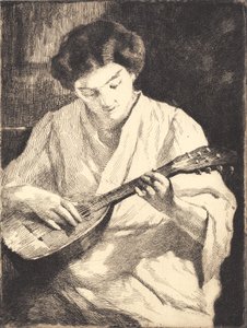Mandolína hrající dáma od Frans Schwartz