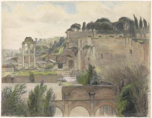Pohled na Forum Romanum a Palatine Hill, při pohledu z Via Capitolina
