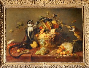 Dvě opice přepadnou koš s ovocem... od Frans Snyders