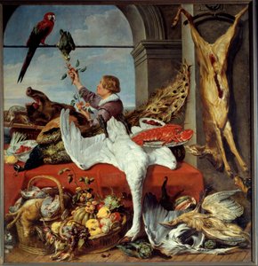 Interiér kanceláří Zátiší ze zvěře, zeleniny. obraz Franze Snyderse (1579-1657) 17. století ne. 2,26x2,36 m Caen, Musee des Beaux Arts od Frans Snyders or Snijders