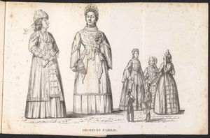 Obří postavy v průvodu pro Saint Rumbold, 1825 The Reuse Family (název na objektu)