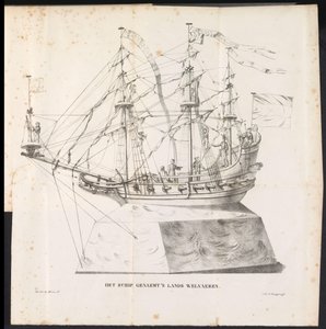 Loď jako plovák v průvodu pro Saint Rombout, 1825 Loď se jmenuje 