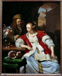 Přerušená píseň Portréty umělce a jeho manželky. Obraz Franze van Mierise dit le Vieux (1635-1681) od Frans van Mieris